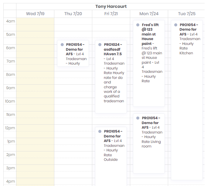 Calendar Scheduling example