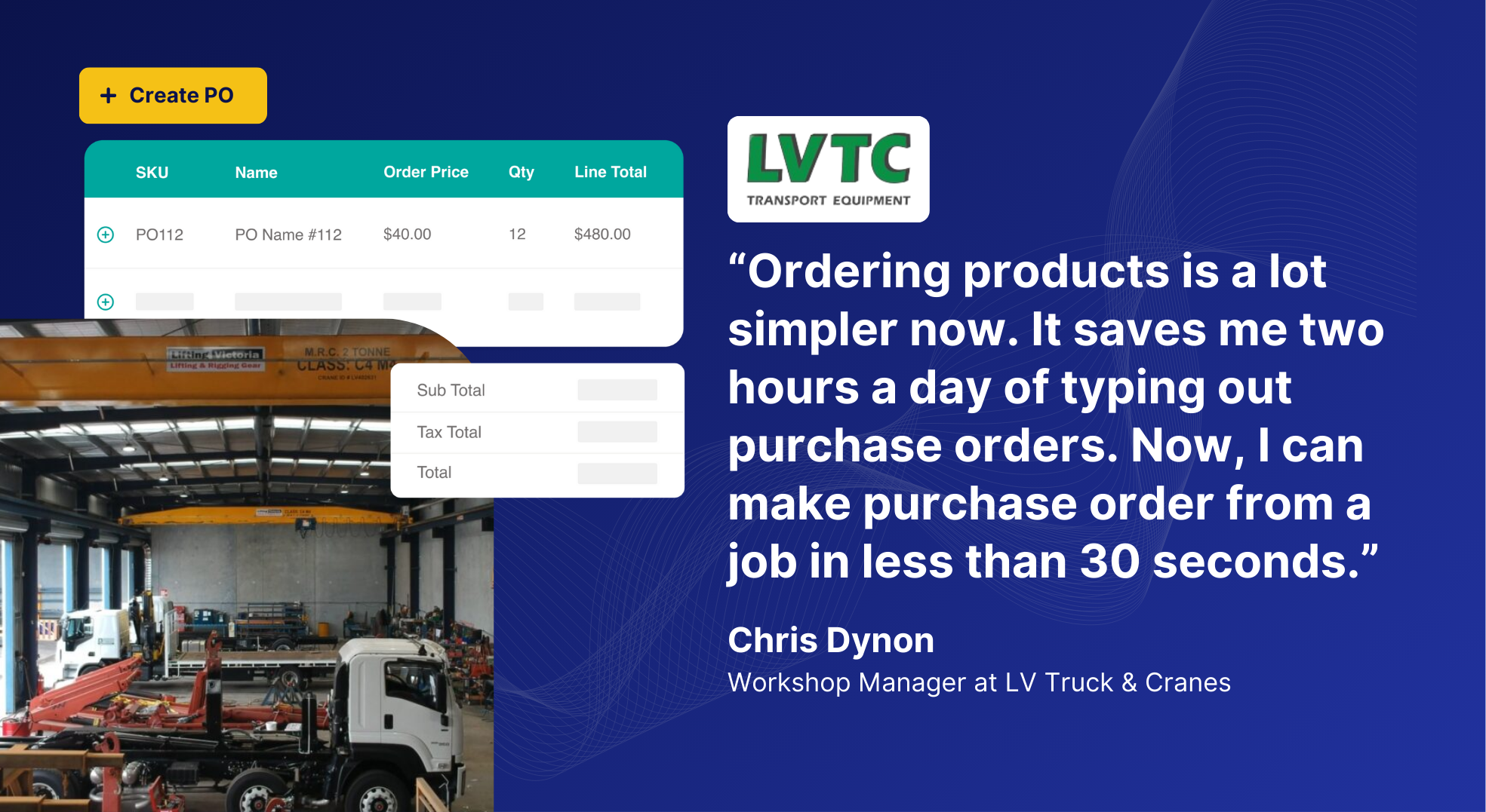 Stock Control - LV Truck Cranes testimonial