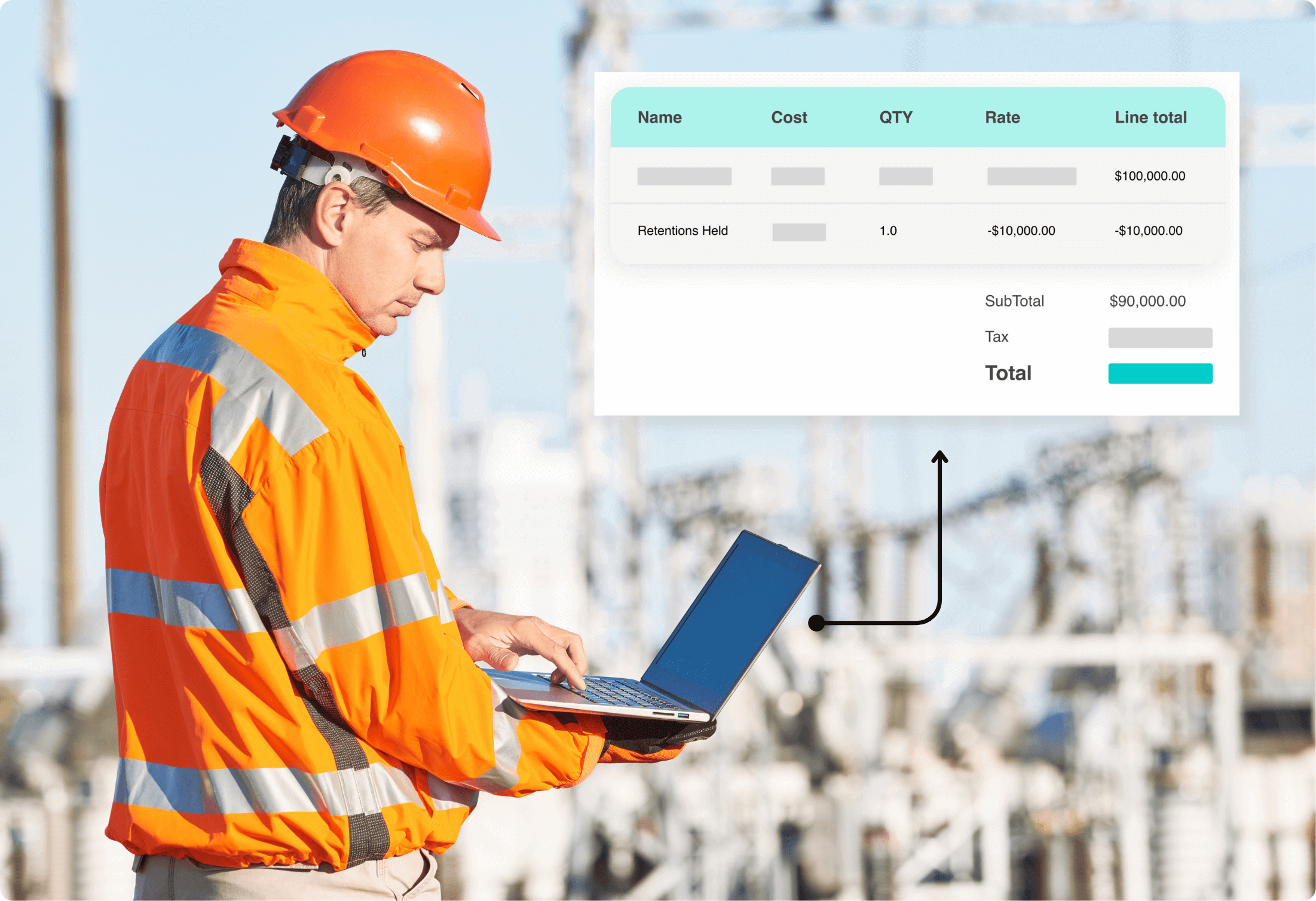 digital job cost breakdown overlay showing project financials